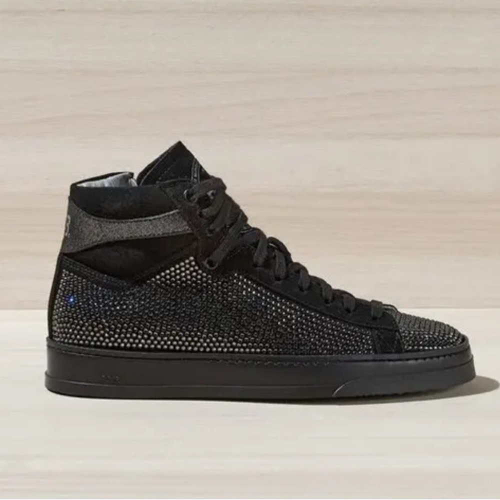 P448 Taylor Black Crystal High Top Sneakers 39